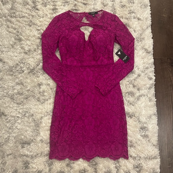 Guess Dresses & Skirts - Fuchsia Guess Cutout Lace Dress